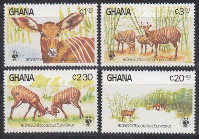 Ghana ** Mi.1060-63 WWF Bongo (Mi€ 10)