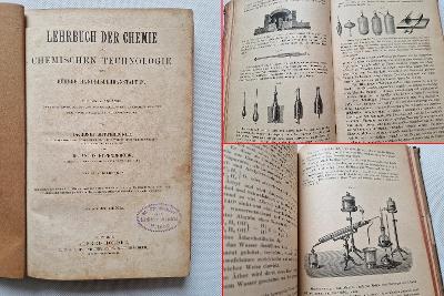 Velmi stará učebnice chemie chemická technolgie 1893 RU rytiny