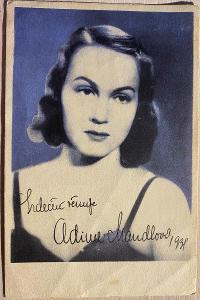 Pohlednice - Adina Mandlová ve filmu Nevinná 1938 - s věnováním