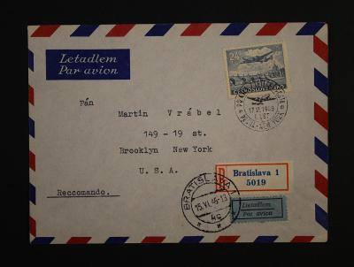 R-Letecký dopis - první let Praha-New York