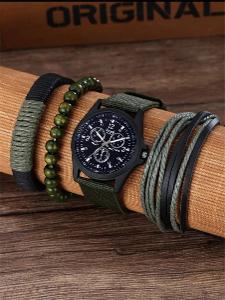 ✨ Pánské hodinky v armádní zelené barvě + náramky !!