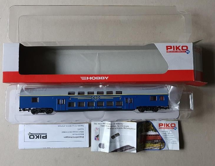 ČSD 4-osý patrový vagón Bap modrý výrobce PIKO vláčky H0 - Modelová železnice