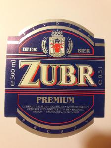 Pivní etiketa Zubr Přerov
