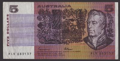 AUSTRALIE (P44e) 5 Dollars ND(1985) VF-
