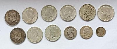 Konvolut starých stříbrných dolarových mincí