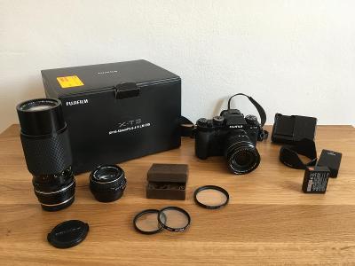 FUJI X-T3 černý + XF 18-55mm + 2 objektivy, filtry