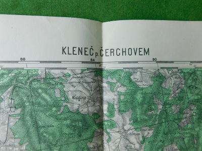 Vojenská mapa Klenčí pod Čerchovem  63 x 47 cm rok 1935 pěkný stav