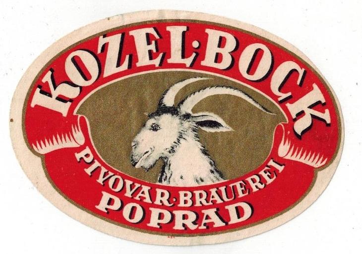 Poprad - Kozel/Bock - 11,8 x 8,2 cm - Pivo a související předměty
