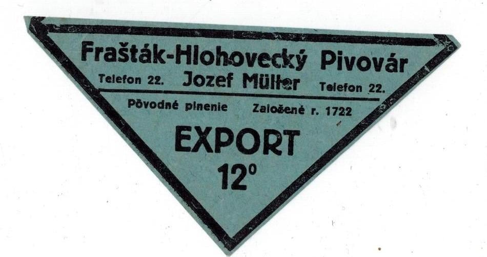 Hlohovec - export modrý - 12,8x5,7 cm - Pivo a související předměty
