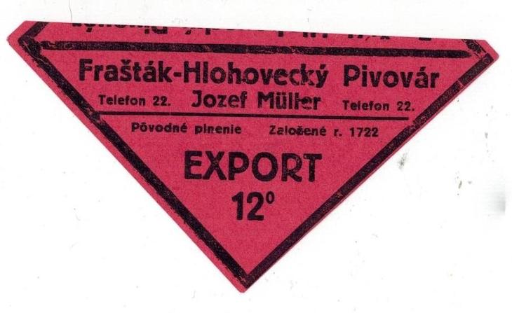 Hlohovec - export červený - 12,8x5,7 cm - Pivo a související předměty