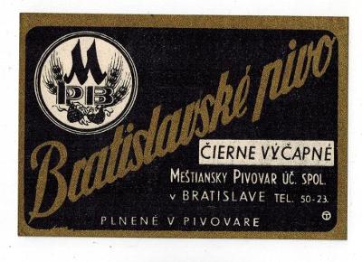 Bratislava - měšťanský pivovar - čierne výčapné - 11,5x7,8 cm