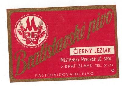 Bratislava - měšťanský pivovar - čierny ležiak - paster - 11,5x7,8 cm