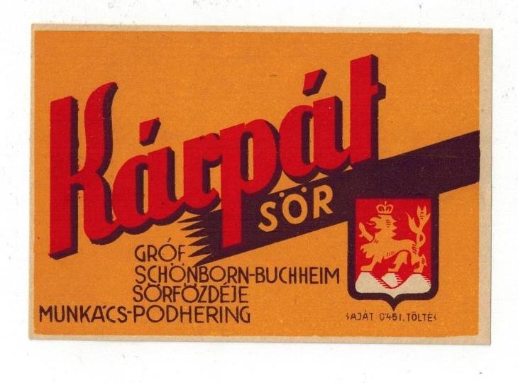 Mukačevo - Karpat sör - 12,3x9 cm - Pivo a související předměty
