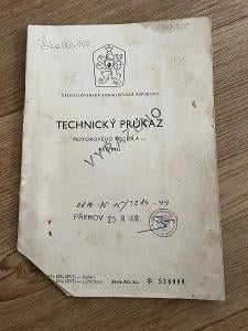 Technický průkaz doklady ŠKODA 100 722 1974