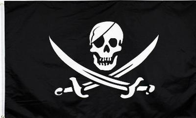 Pirátská vlajka. Rozměr 90*150 cm. Materiál je polyester.