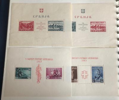 Okupační území - Srbsko -1941/1943 mi.block1-4 - kat.440€