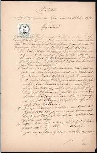 2A2053  Protokol z jednání Josef Theile Cheb, r. 1874
