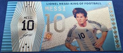 Fotbal World Cup2022, Argentina, Messi, pamět. bankovka, zlacená folie