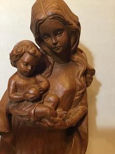 Madona s dítětem, nádherná dřevořezba - 40cm