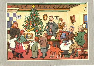 Vánoční - 1983 - kresba Josef Lada