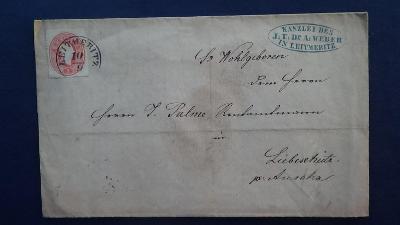Rakousko dopis 1865 vyfrankovaný známkou 5 Kr