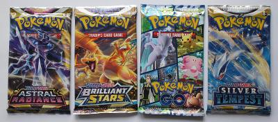 4x originální Booster pack Pokemon GO, Brilliant stars a další