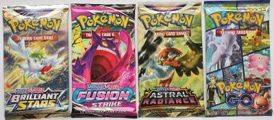 4x originální Booster pack Pokemon GO, Fusion strike a další