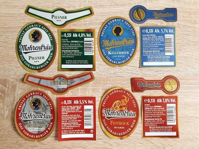 Pivní etikety pivovar MOHRENBRAU (Dorbirn, Rakousko)