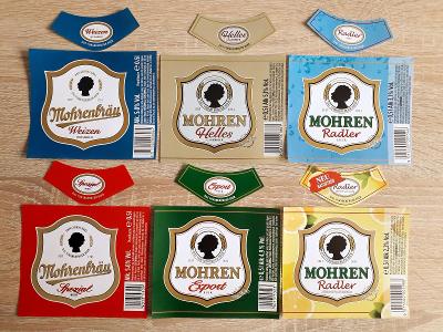 Pivní etikety pivo MOHRENBRAU (Dorbirn, Rakousko)