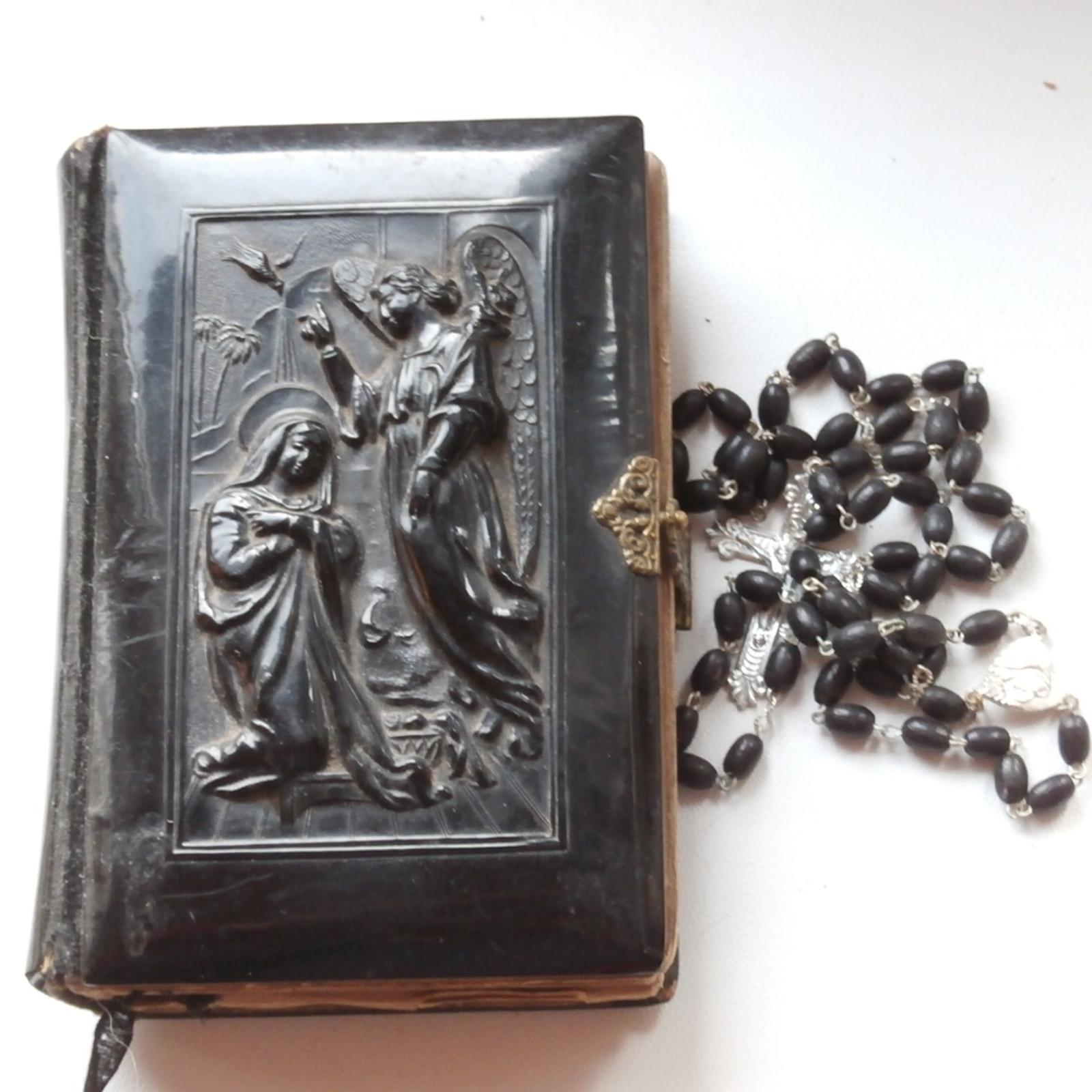 Krásna starožitná modlitebná knižka s ružencom 13 - Starožitnosti a umenie