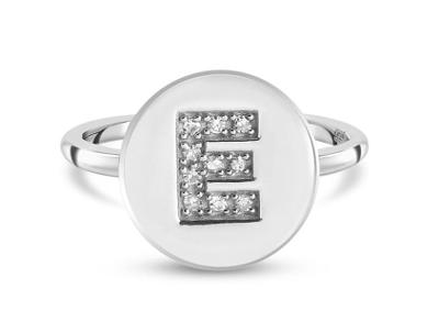 Stříbrný diamantový prsten- "E" písmeno/ certifikát