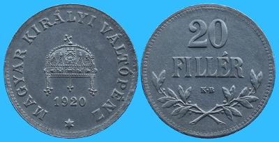 Maďarsko, 20 haléř 1920 KB  (1)