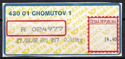 N010  APOST Chomutov1, 27.03.02, 14,40 Kč, výstřižek 