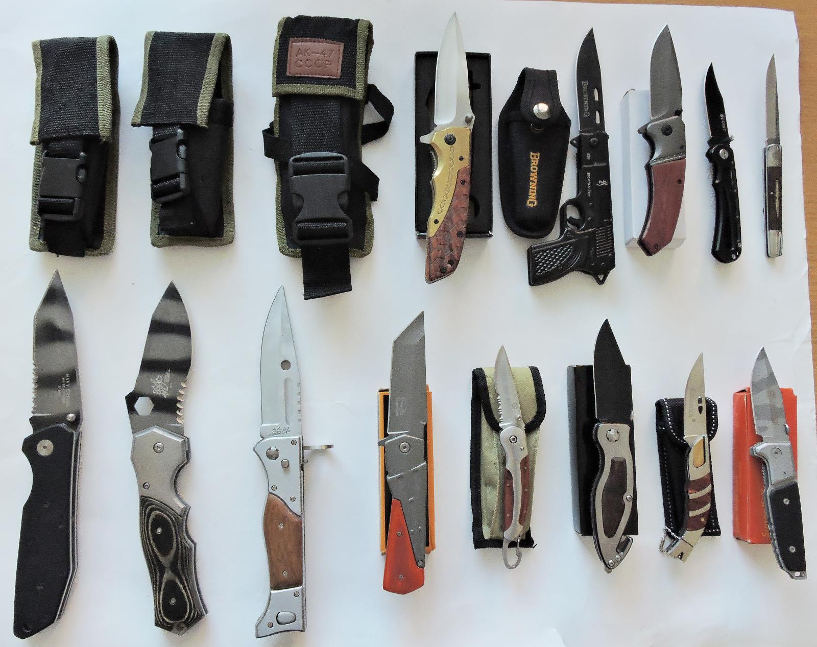 Súprava nových 13-tich nožov (útočných, taktických, zatváracích) - Šport a turistika