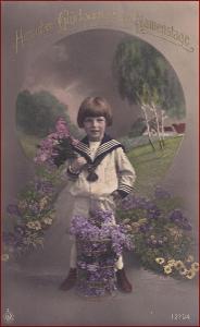 Děti * chlapec, květiny, kolorovaná, gratulační, atelier foto * M2669