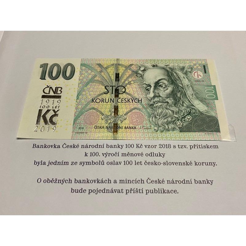 Bankovka100 Kč s prítlačou ČNB vrátane knihy Pamätné mince a bankovky - Bankovky