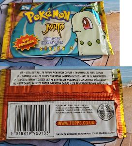Pokémon Sealed Booster Topps 2001 Series 3 Johto Chikorita ORIGINÁL