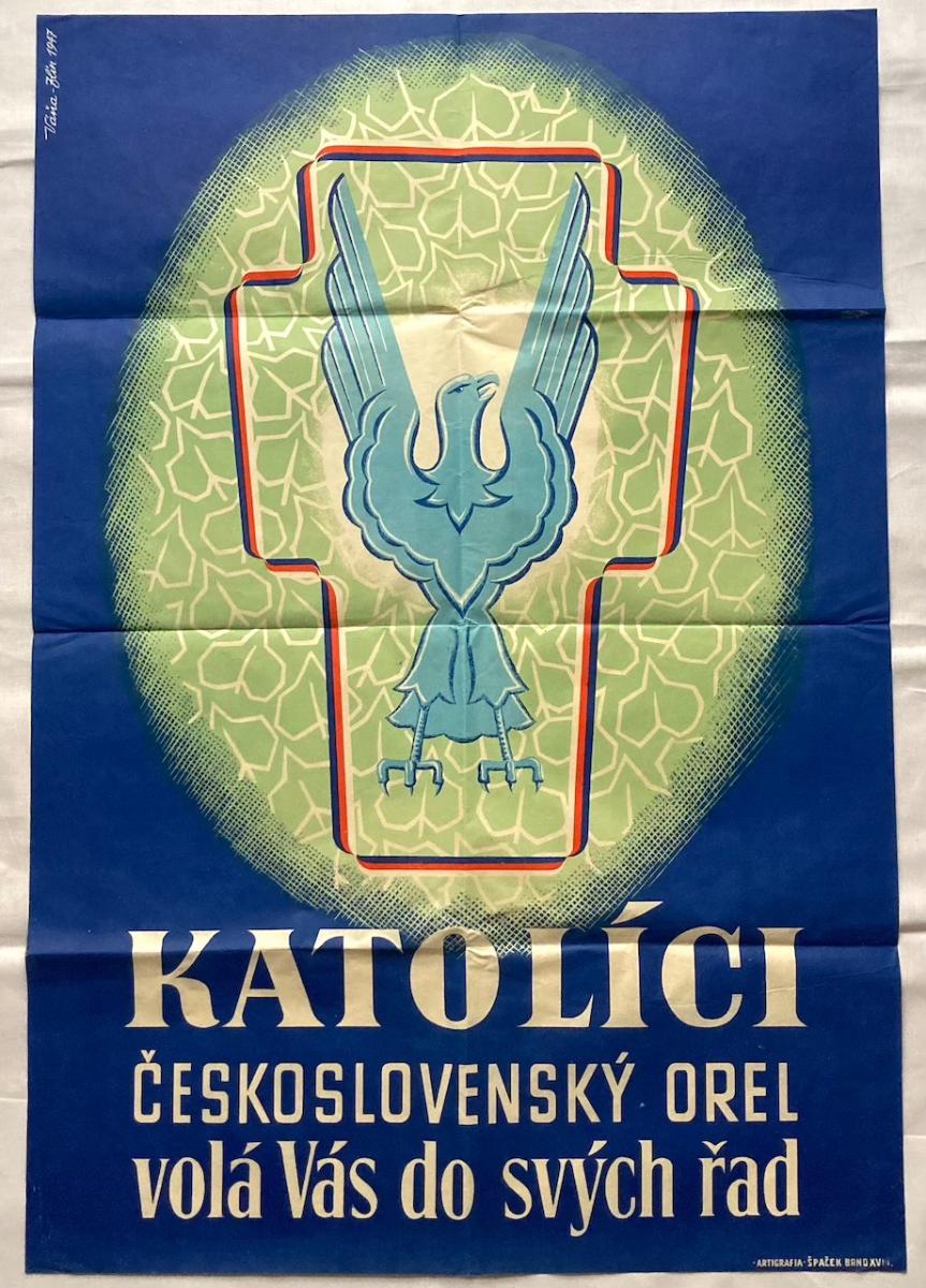 Váňa - Katolíci - Československý Orol, plagát, r. 1947, 90x61cm - Starožitnosti a umenie