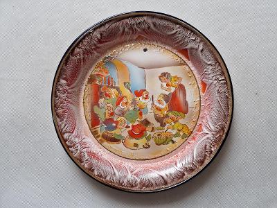 Starý smaltovaný talíř tác Sněhurka a sedm trpaslíků smalt dekorace