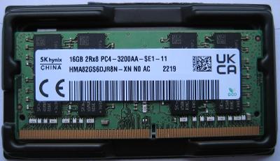 SK Hynix 16GB DDR4 3200MHz (PC4-25600), SO-DIMM, Dual Rank 2Rx8.