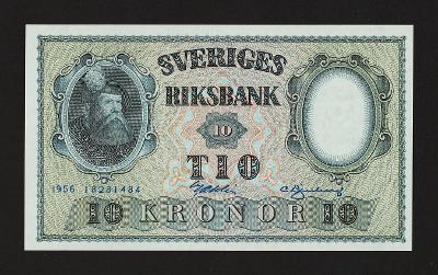 ŠVÉDSKO - SWEDEN  - 10 korun, 1956 - stav UNC