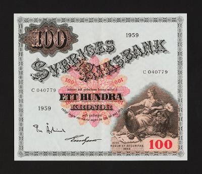ŠVÉDSKO - SWEDEN - 100 korun, 1959 - stav aUNC