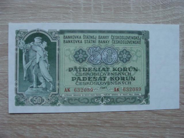 50 Kčs 1953 AK 632089 UNC, originál foto, TOP bankovka z mojej zbierky - Bankovky
