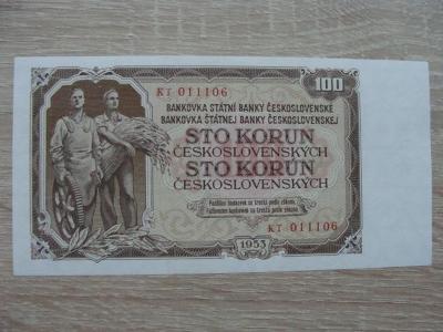 100 Kčs 1953 KT 011106 UNC, originál foto, TOP bankovka z mojej zbierky