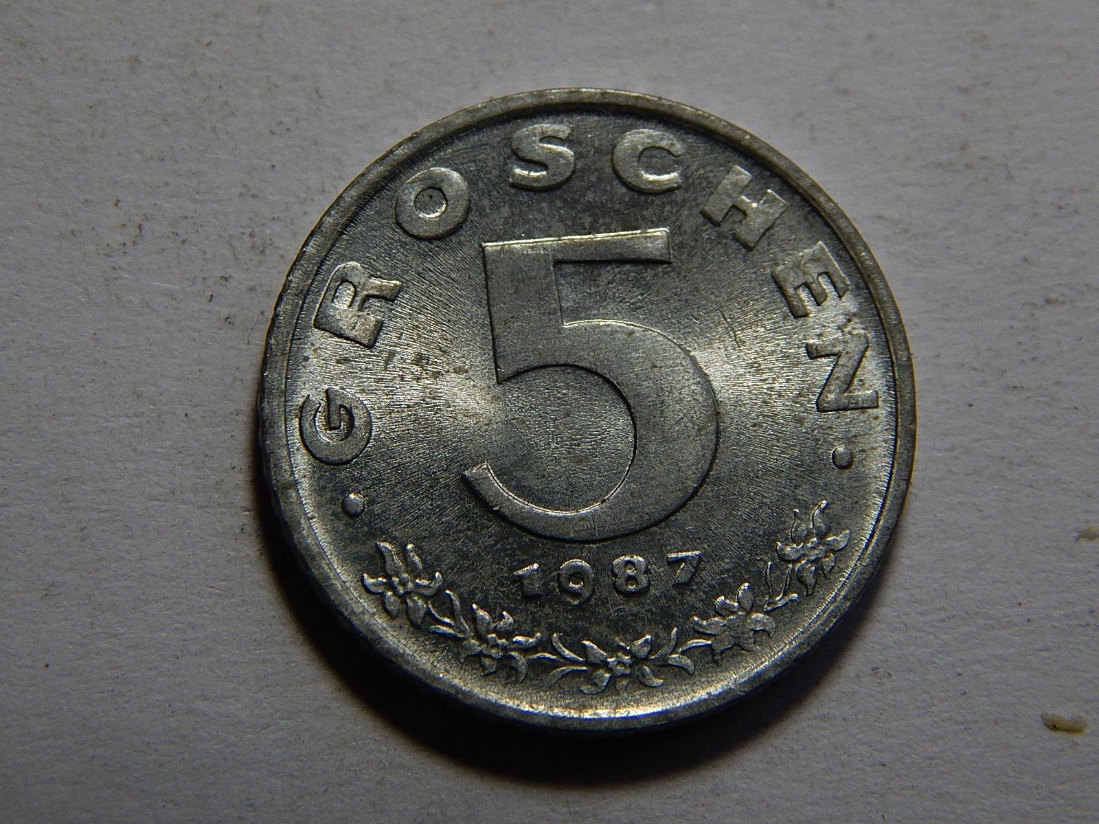 Rakúsko 5 Gröschen 1987 R UNC č27951 - Numizmatika