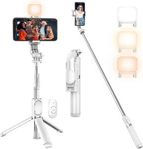 Selfie Stick stativ s bílou výplní /Bluetooth/ dálkové ovládání