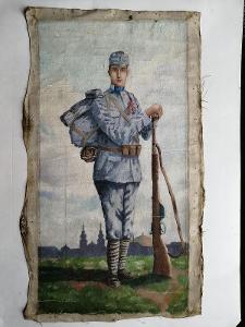Voják v plné polní olej na plátně 1916  Gloc Edmund Brno ?