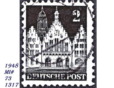 DE, spojenecká okupace, Bizóna 1948, hist. radnice Romer, Frankfurt