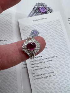 Prsten s rubínem a diamanty ( IGI.orig - PLATINA )