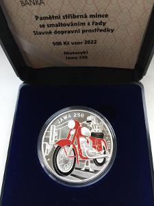 Stříbrná mince 500 Kč 2022 Motocykl Jawa 250 proof